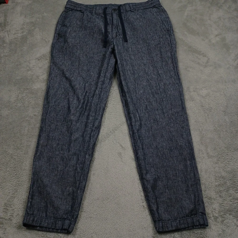 Banana Republic Pants Mens 36x28 Blue Linen Blend Jogger Drawstring Preppy